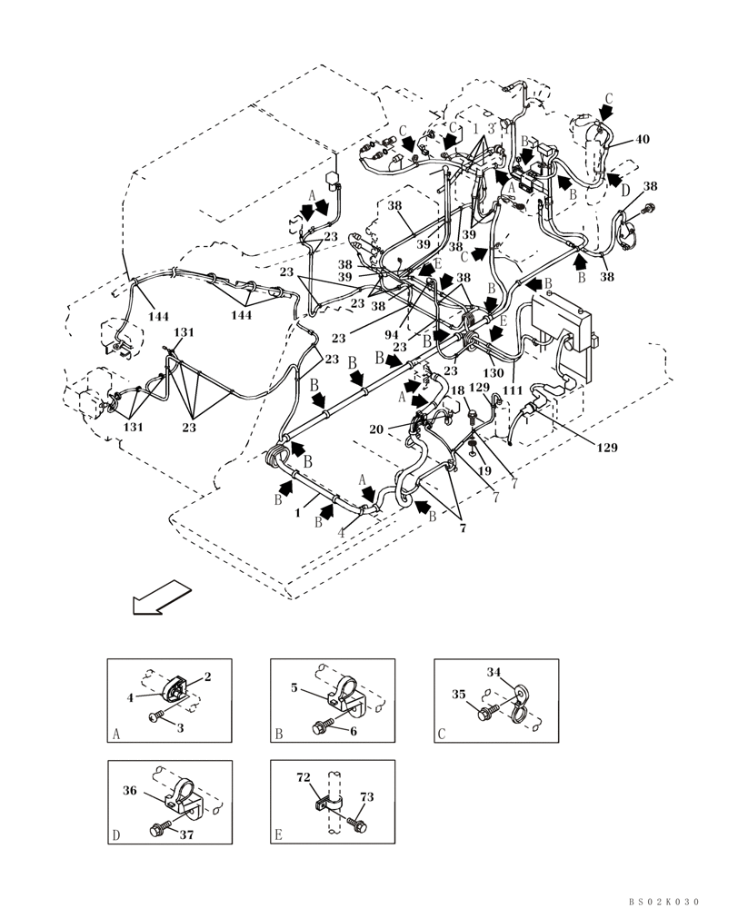 Схема запчастей Case CX330 - (04-07) - HARNESS, MAIN - CLAMPS AND RETAINERS (04) - ELECTRICAL SYSTEMS