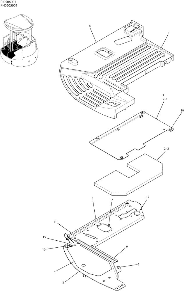 Схема запчастей Case CX50B - (01-048) - PLATE GROUP, FLOOR (CANOPY) (90) - PLATFORM, CAB, BODYWORK AND DECALS