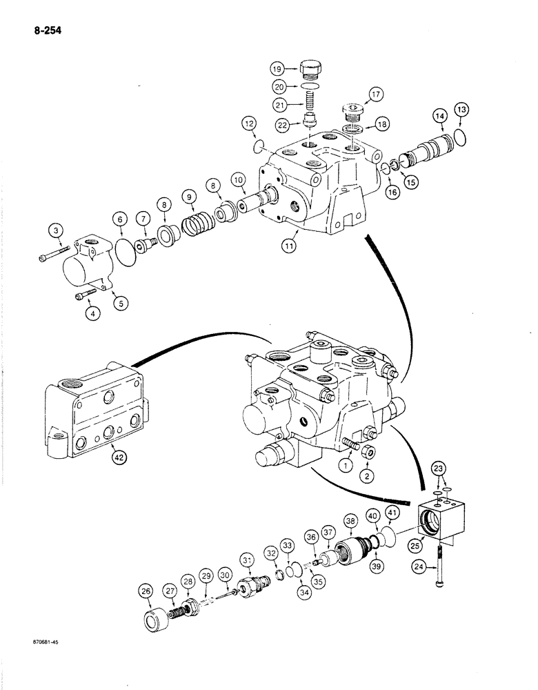 Схема запчастей Case 170B - (8-254) - CONTROL VALVE FOR OPTIONS, P.I.N. 74425 THROUGH 74456 (08) - HYDRAULICS