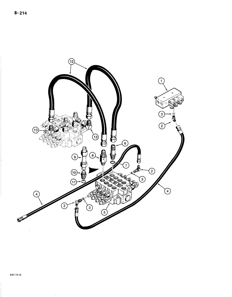 Схема запчастей Case 1080B - (8-214) - FAST HOIST LINES (08) - HYDRAULICS