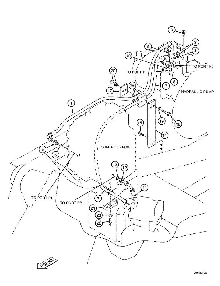 Схема запчастей Case 9010B - (8-008) - CONTROL VALVE SUPPLY LINES (08) - HYDRAULICS