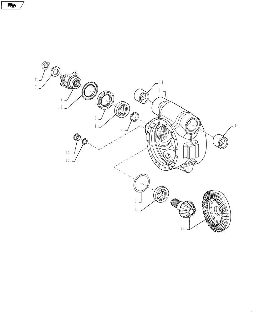 Схема запчастей Case 721F - (27.106.AC[01]) - REAR AXLE, DIFFERENTIAL CARRIER, STANDARD (27) - REAR AXLE SYSTEM