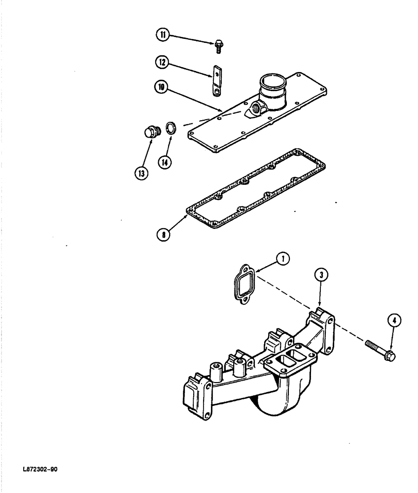 Схема запчастей Case 688 - (2-22) - MANIFOLDS EXHAUST, 4T-390 ENGINE (02) - ENGINE