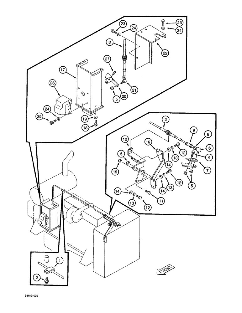 Схема запчастей Case 9030B - (3-08) - THROTTLE AND FUEL SHUTOFF CONTROLS, PRIOR TO P.I.N. DAC03#2001 (03) - FUEL SYSTEM