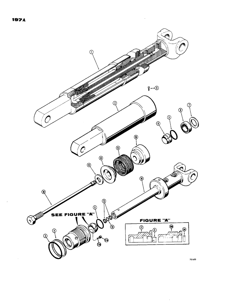 Схема запчастей Case 850 - (197A) - TILT CYLINDERS (POWER ANGLE TILT DOZER), USES SPLIT SNAP IN OUTER ROD WIPER (07) - HYDRAULIC SYSTEM