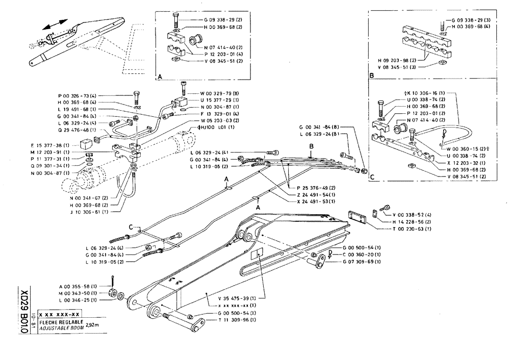 Схема запчастей Case 75C - (XD29 B01.0) - ADJUSTABLE BOOM - 2,92 M (09) - BOOMS