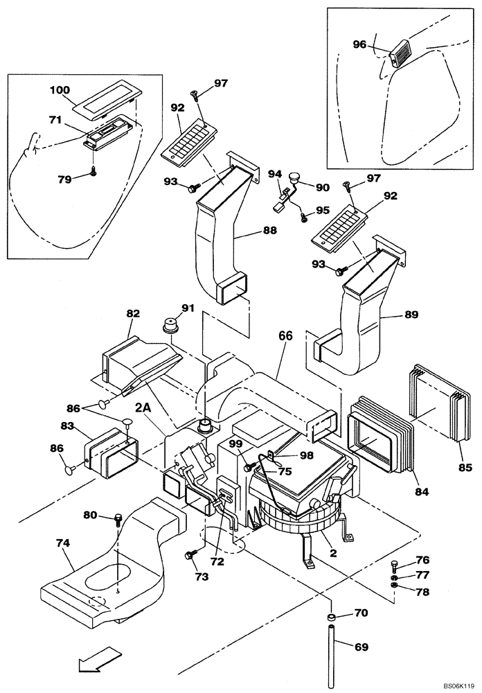 Схема запчастей Case CX460 - (09-20) - AIR CONDITIONING - DUCTS (09) - CHASSIS/ATTACHMENTS