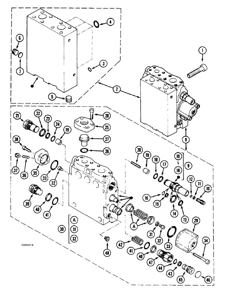 Схема запчастей Case 688BCK - (8E-34) - CONTROL VALVE - HAMMER, 688B CK(120...-) (07) - HYDRAULIC SYSTEM