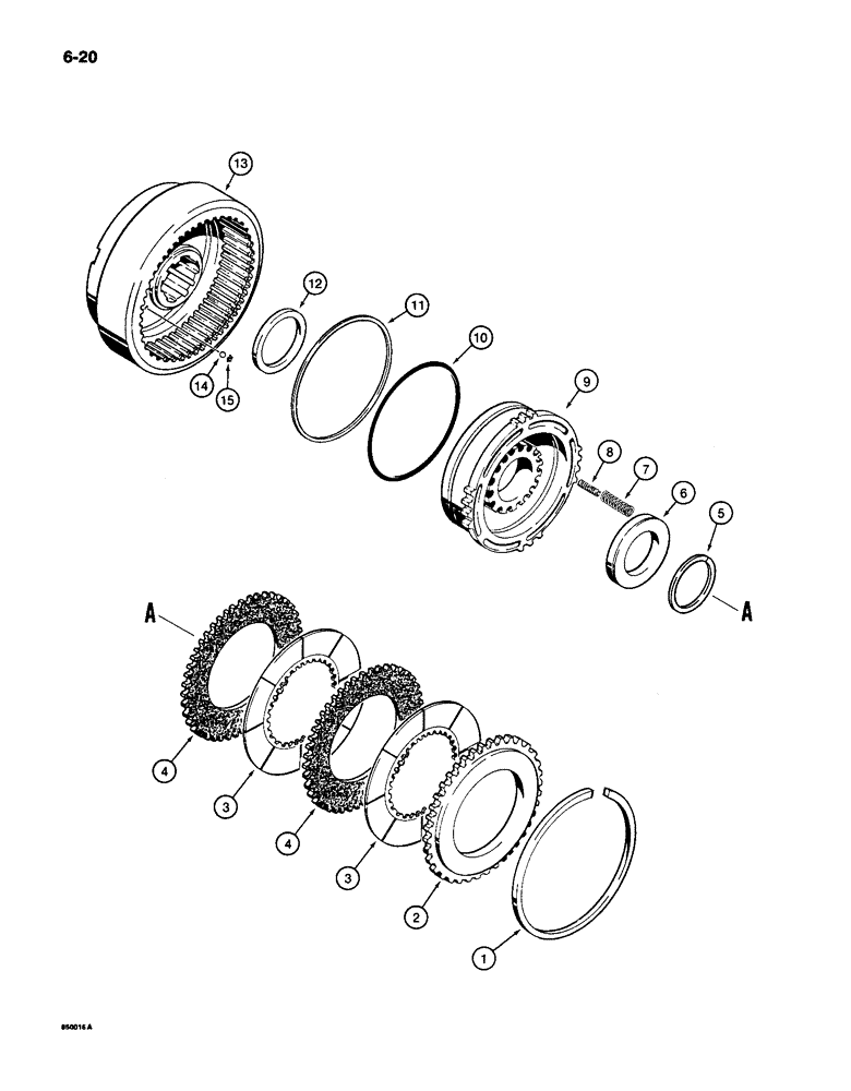 Схема запчастей Case 650 - (6-20) - TRANSMISSION HIGH AND LOW SPEED CLUTCH ASSEMBLIES (06) - POWER TRAIN