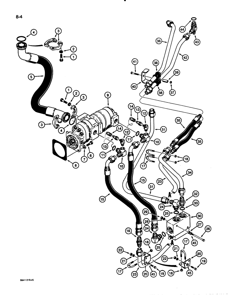 Схема запчастей Case W30 - (8-04) - HYDRAULIC CIRCUIT, RESERVOIR TO PUMP AND UNLOADING VALVE, USED ON MODELS WITH ALLISON TRANSMISSION (08) - HYDRAULICS