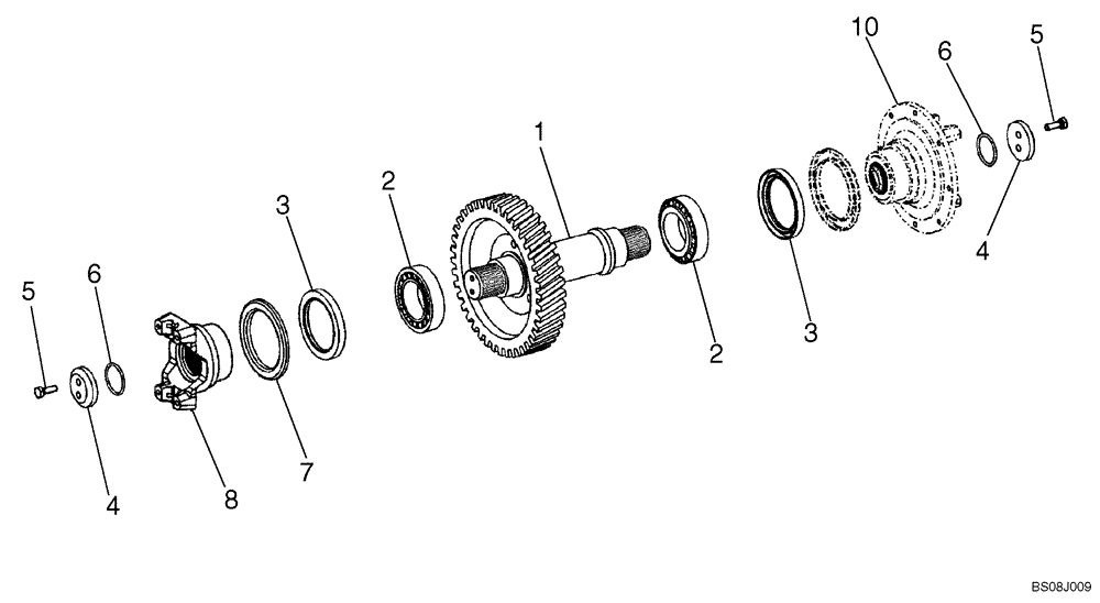 Схема запчастей Case 721E - (06-30) - TRANSMISSION - SHAFT, OUTPUT - P.I.N. N8F203816 AND AFTER (06) - POWER TRAIN