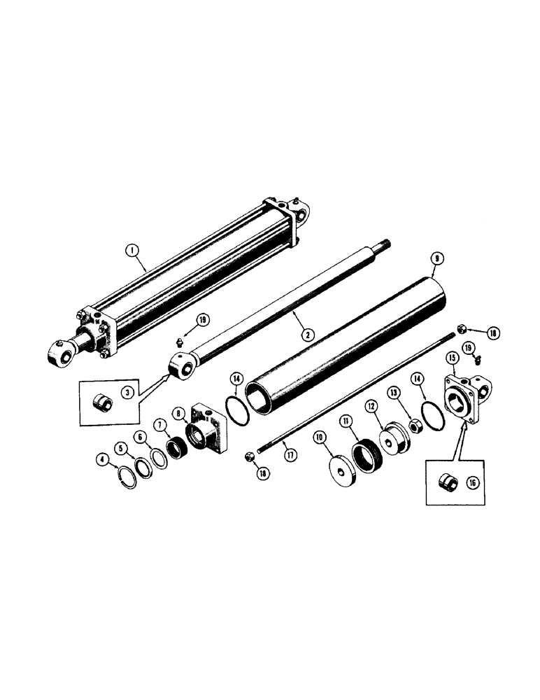 Схема запчастей Case 600 - (270[1]) - HYDRAULIC CYLINDER ASSEMBLY - BACKHOE STABILIZER TUBE, PISTON ROD, PACKIINGS, SEALS, END CAPS (07) - HYDRAULIC SYSTEM