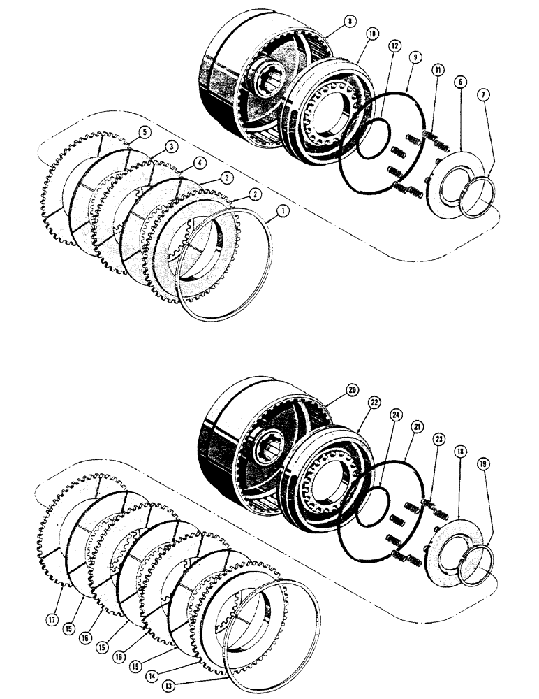 Схема запчастей Case 600 - (088) - TRANSMISSION INSTALLATION, HYDRAULIC CLUTCH ASSYS (03) - TRANSMISSION