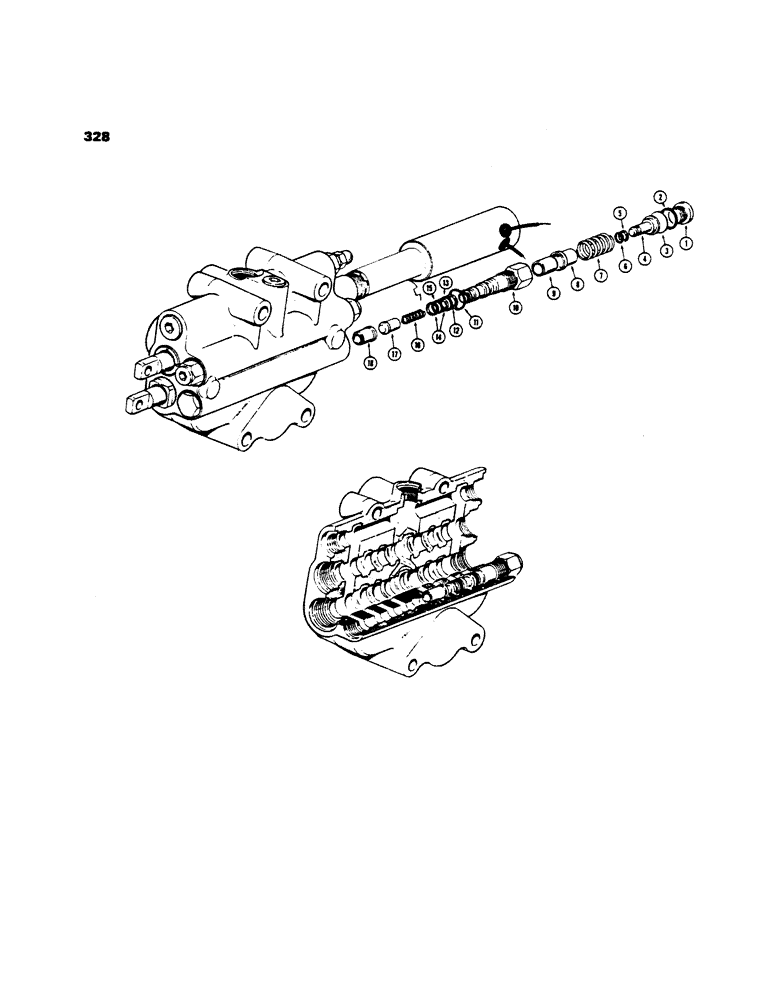 Схема запчастей Case 450 - (328) - SECONDARY RELIEF VALVE, ALL SPOOLS EXCEPT LOADER AND DOZER LIFT SPOOLS (07) - HYDRAULIC SYSTEM