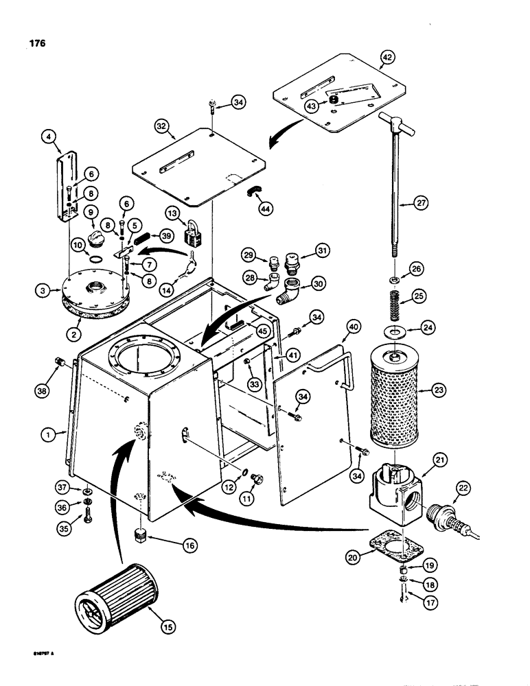 Схема запчастей Case 855C - (176) - HYDRAULIC RESERVOIR (07) - HYDRAULIC SYSTEM