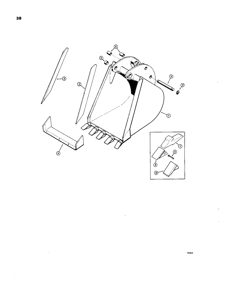 Схема запчастей Case 33 - (038) - BACKHOE BUCKETS (OPTIONAL TYPES), TRENCHING BUCKETS - HEAVY DUTY (MACHINERY ITEM) 