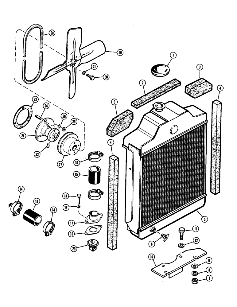 Схема запчастей Case 430CK - (026) - ENGINE COOLING SYSTEM, (188) DIESEL ENGINE 