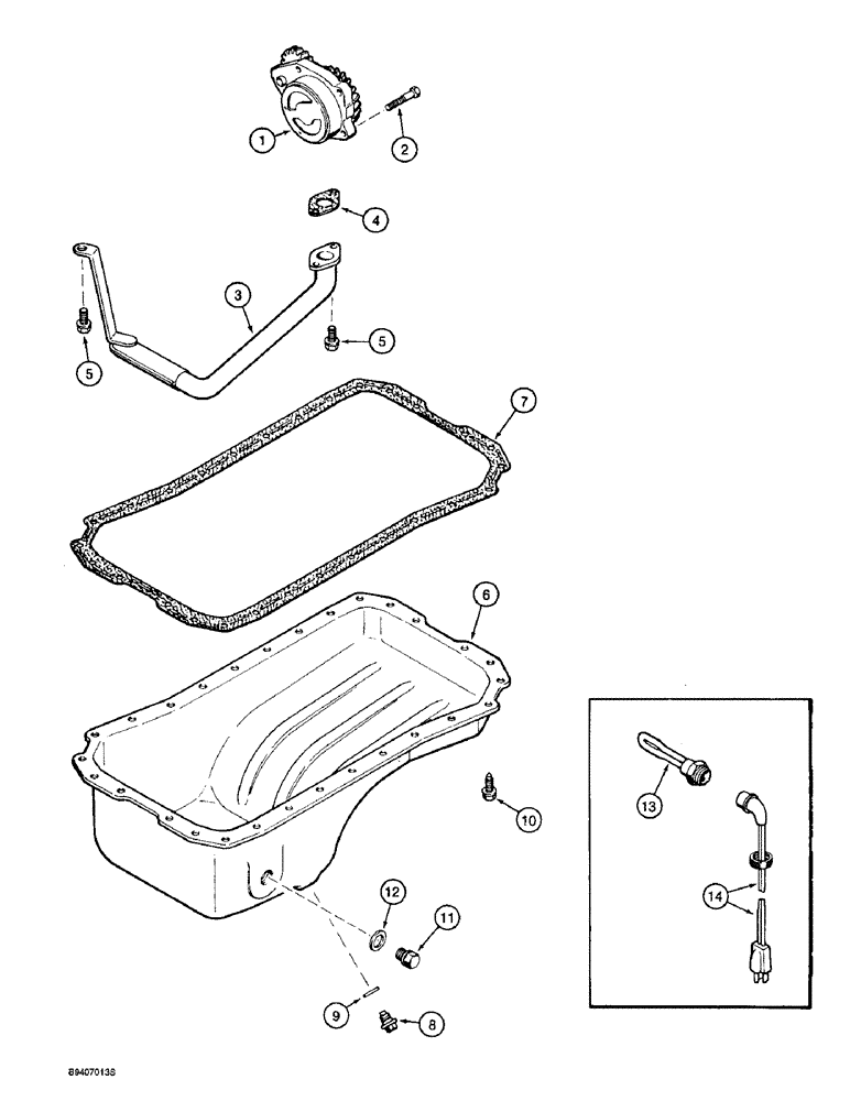 Схема запчастей Case 580SL - (2-28) - OIL PUMP AND OIL PAN, 4T-390 ENGINE (02) - ENGINE