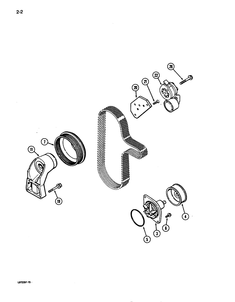 Схема запчастей Case 850D - (2-02) - WATER PUMP SYSTEM, 6-590 ENGINE, 6T-590 ENGINE (02) - ENGINE