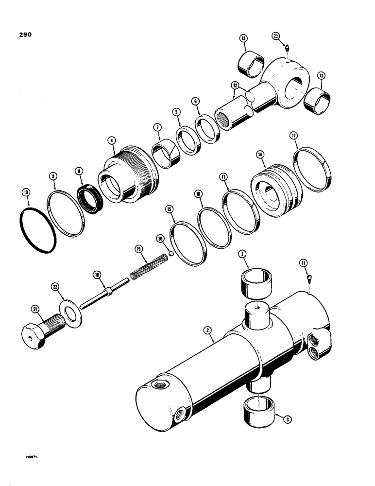 Схема запчастей Case 35 - (290) - G101791 SIDE SHIFT BACKHOE SWING CYLINDER, WITH MALE TRUNNION & ONE PIECE PISTON 