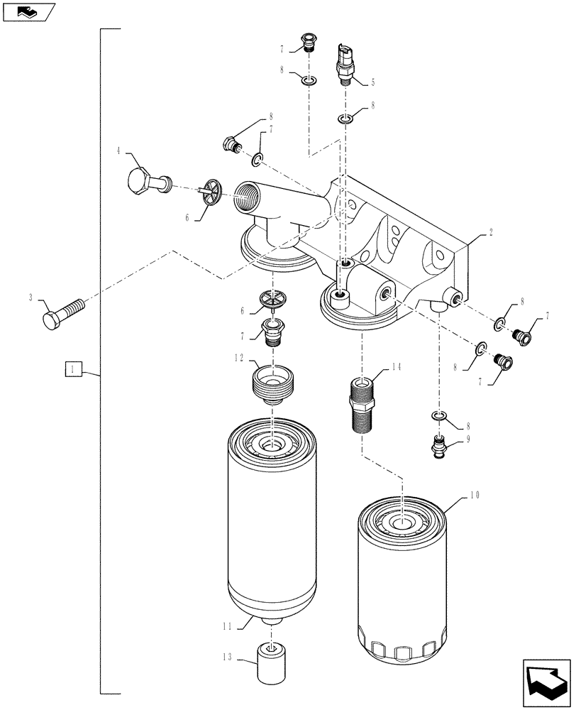 Схема запчастей Case F4DFE613B A004 - (10.206.01) - FUEL FILTER (10) - ENGINE