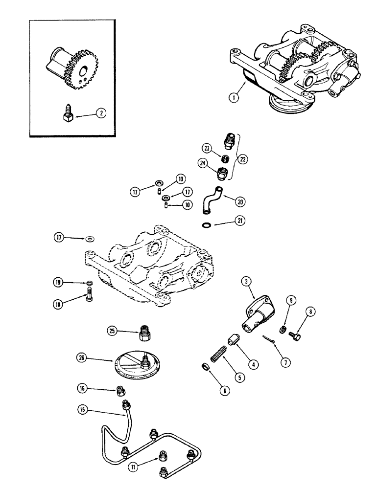 Схема запчастей Case 680CK - (026) - 2 GEAR BALANCER AND OIL PUMP, (267B) DIESEL ENGINE (10) - ENGINE