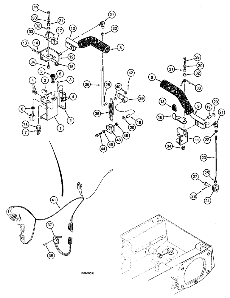 Схема запчастей Case 1825B - (7-6) - PARKING LATCH AND SEAT BARS, EUROPE (07) - BRAKES