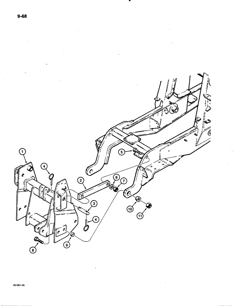 Схема запчастей Case 480E LL - (9-068) - THREE-POINT HITCH FRAME AND MOUNTING PARTS (09) - CHASSIS/ATTACHMENTS