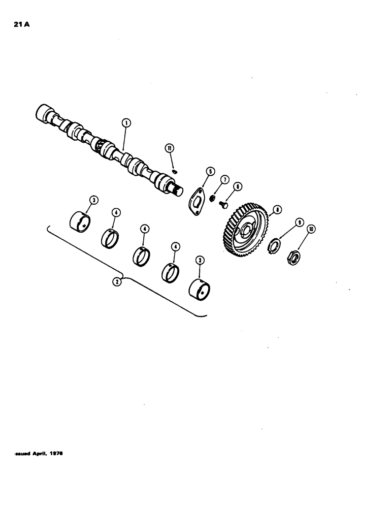 Схема запчастей Case 480B - (021A) - CAMSHAFT, (188) DIESEL ENGINE 