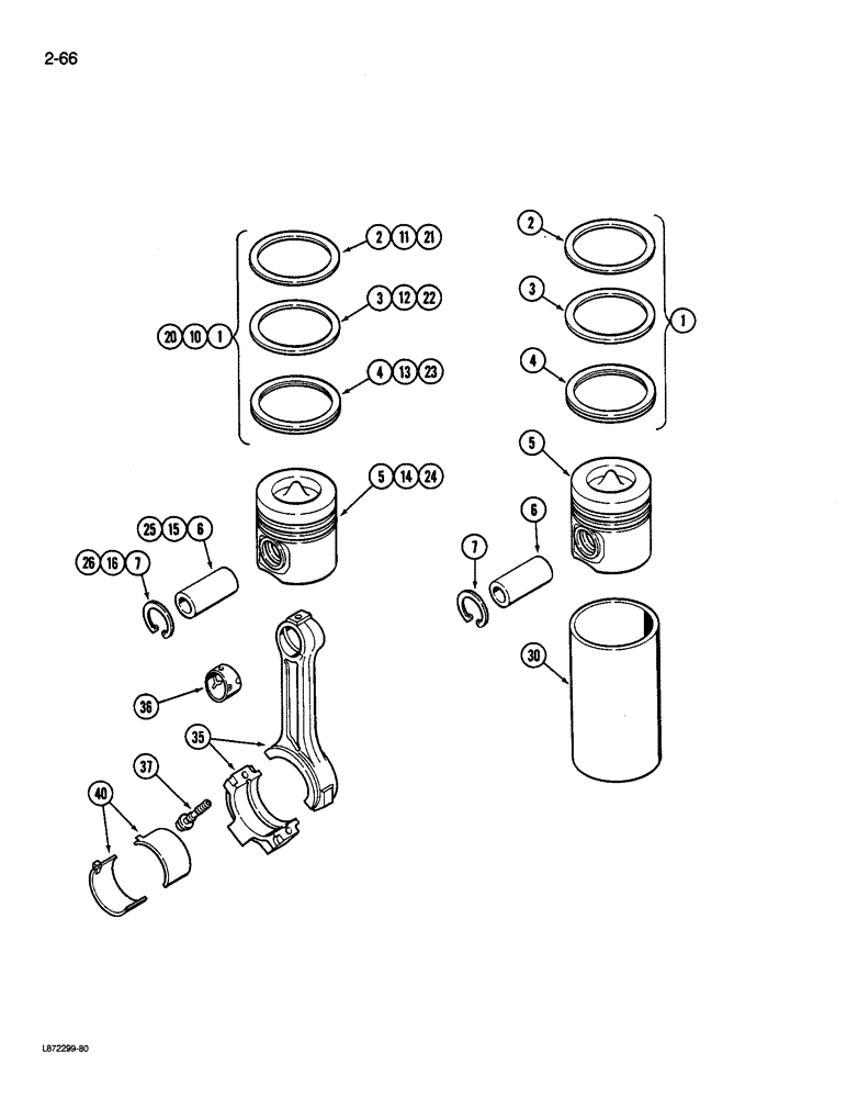 Схема запчастей Case 580K - (02-066) - PISTONS, 4T-390 ENGINE (02) - ENGINE