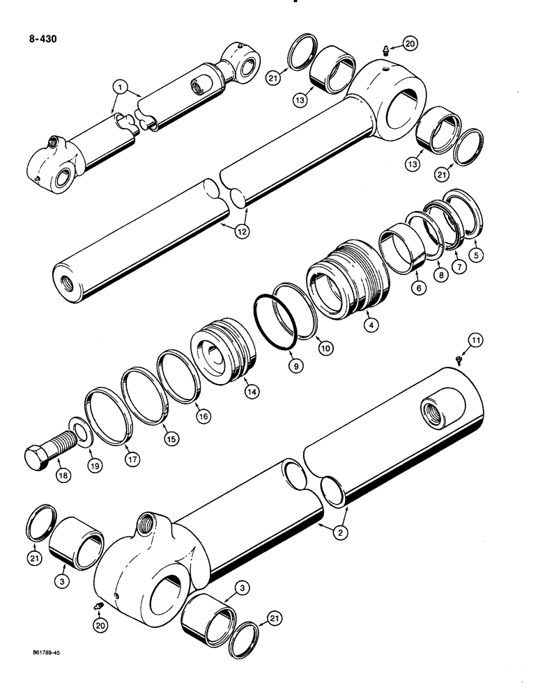 Схема запчастей Case 580K - (08-430) - BACKHOE BUCKET CYLINDER (08) - HYDRAULICS