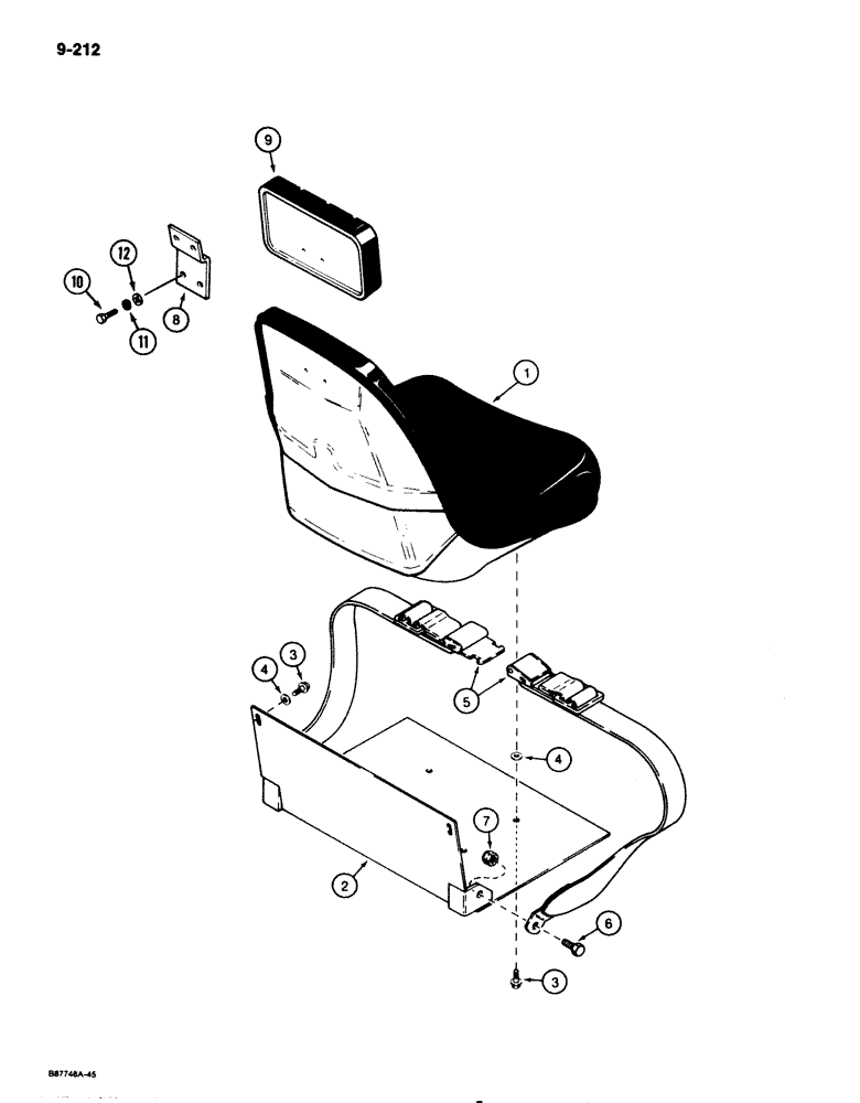 Схема запчастей Case 1825 - (9-212) - SEAT MOUNTING AND SEAT BELT (09) - CHASSIS/ATTACHMENTS