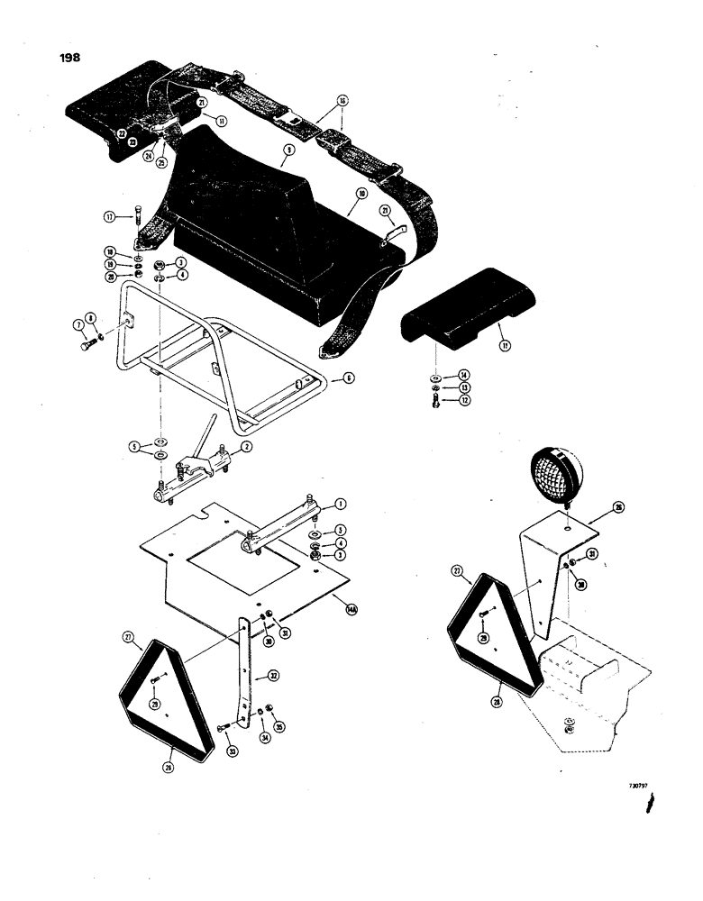 Схема запчастей Case 850 - (198) - SEAT FRAME AND CUSHIONS (05) - UPPERSTRUCTURE CHASSIS