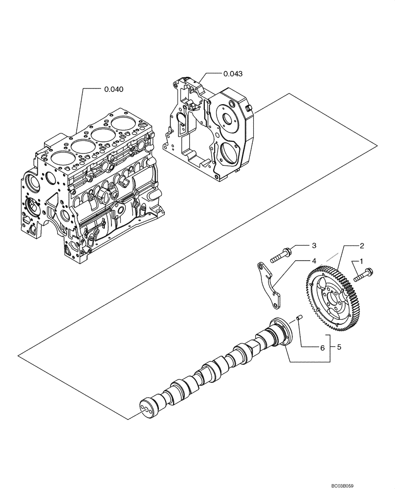 Схема запчастей Case 521D - (0.120[01]) - CAMSHAFT (02) - ENGINE