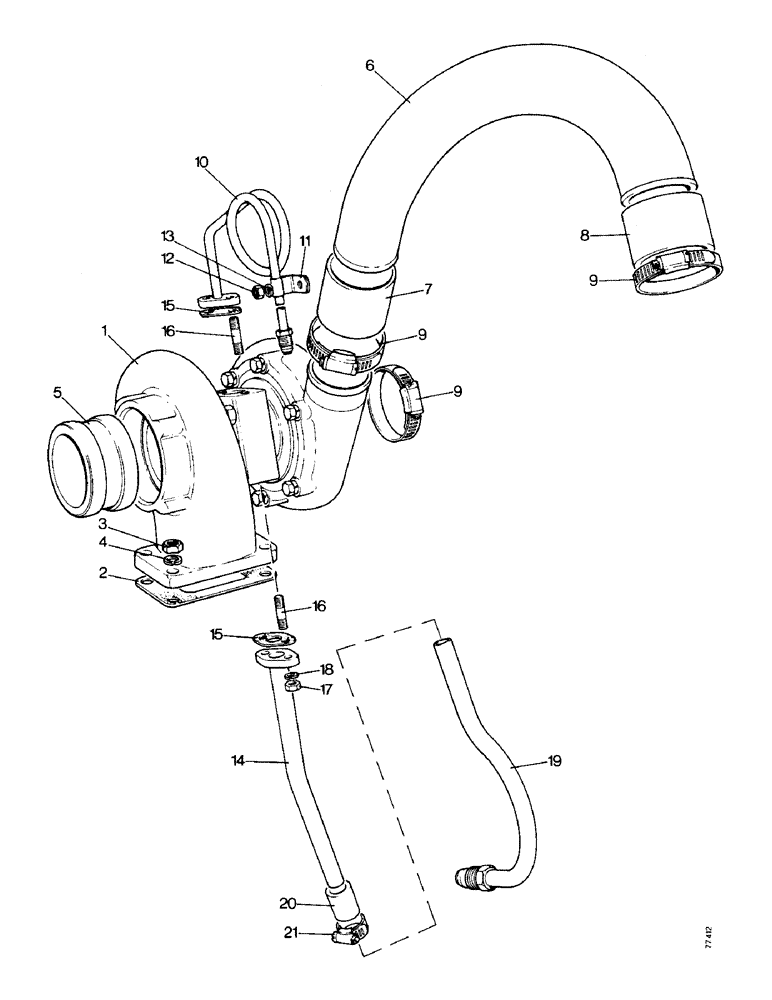 Схема запчастей Case 850 - (A13-1) - TURBOCHARGER (01) - ENGINE