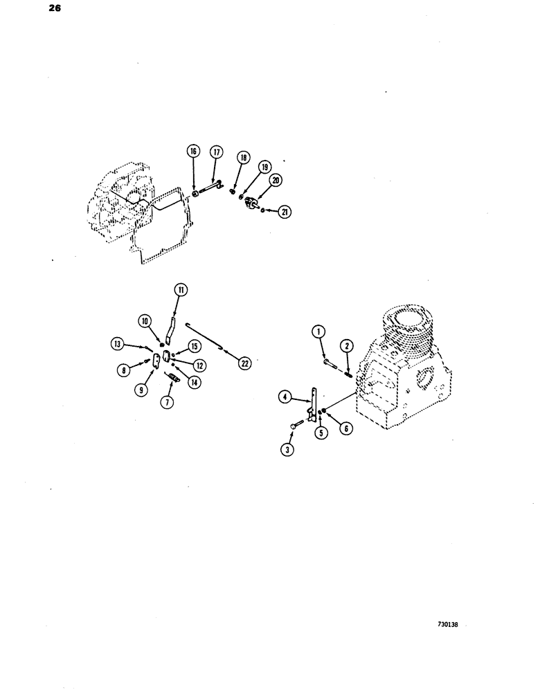 Схема запчастей Case 1816 - (26) - ENGINE, THROTTLE, IDLE SPEED AND GOVERNOR (10) - ENGINE