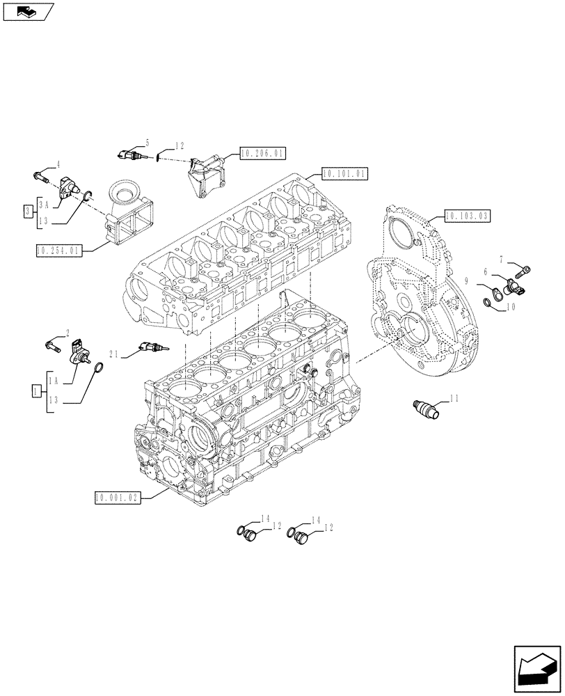 Схема запчастей Case F3BE0684N E915 - (55.414.01) - MOTOR SENSORS (55) - ELECTRICAL SYSTEMS