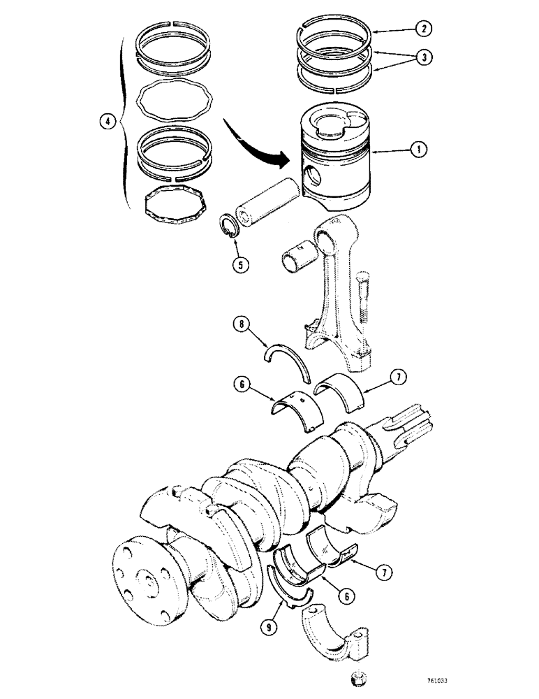 Схема запчастей Case 380CK - (022) - PISTONS, RINGS AND BEARING KITS, OPTIONAL SIZES (02) - ENGINE