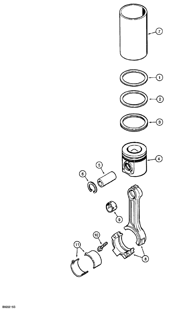 Схема запчастей Case 1150G - (2-046) - PISTONS AND CONNECTING RODS, 6T-590 ENGINE, PRIOR TO JJG0218023 AND JJG0218024 - JJG0218478 (01) - ENGINE