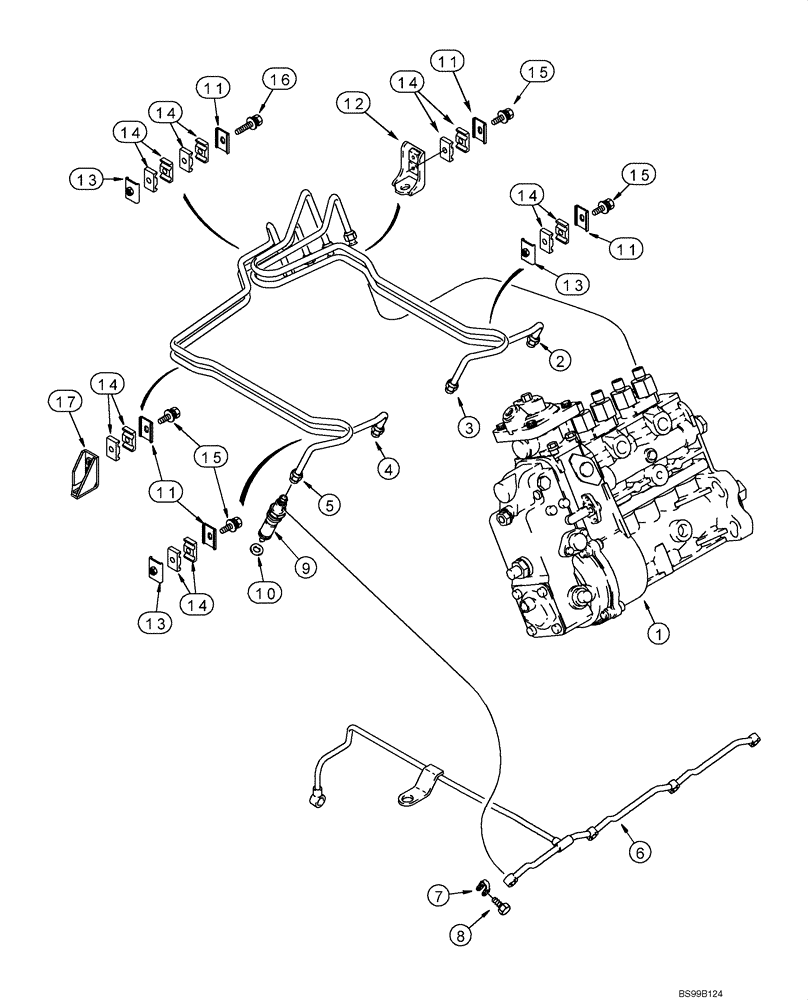 Схема запчастей Case 580SM - (03-05) - FUEL INJECTION SYSTEM - 4T-390 EMISSIONS CERTIFIED ENGINE (03) - FUEL SYSTEM