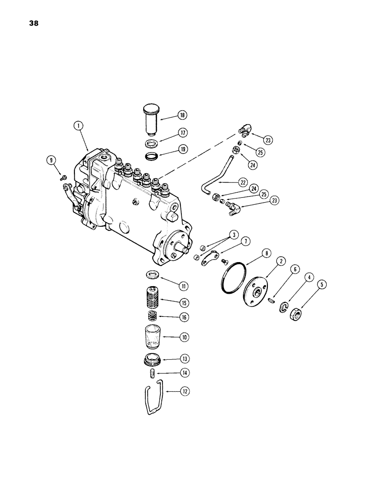 Схема запчастей Case 980B - (038) - INJECTION PUMP (02) - FUEL SYSTEM