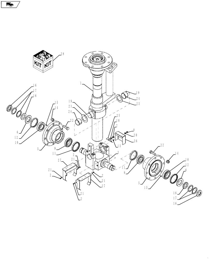 Схема запчастей Case PT240 - (25.100.02[01]) - FRONT AXLE - BSN NCNTN2445 (44) - WHEELS