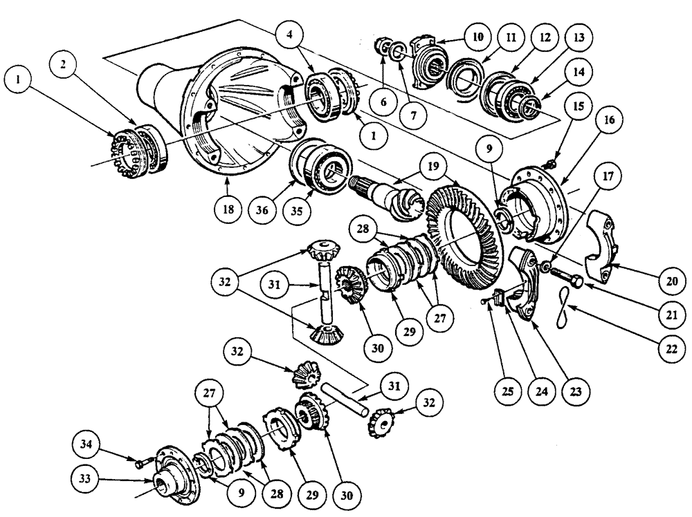 Схема запчастей Case 330 - (30A00020608[01]) - FRONT AXLE - DIFFERENTIAL (11) - AXLES/WHEELS