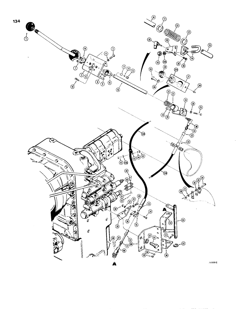 Схема запчастей Case W24B - (134) - TRANSMISSION CONTROL PARTS (06) - POWER TRAIN