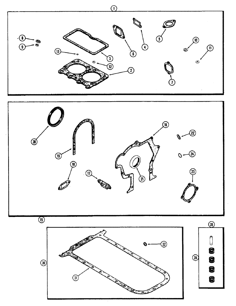 Схема запчастей Case W7E - (026) - ENGINE GASKET KITS, (301B) DIESEL ENGINE (02) - ENGINE