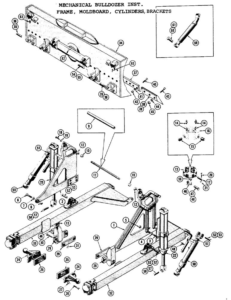 Схема запчастей Case 1000C - (228) - MECHANICAL BULLDOZER INSTALLATION, FRAME, MOLDBOARD, CYLINDERS, BRACKETS (05) - UPPERSTRUCTURE CHASSIS