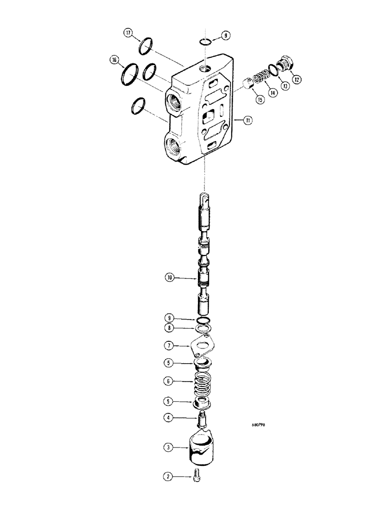 Схема запчастей Case 680CK - (372) - BACKHOE CONTROL VALVE, L33845 STABILIZER SECTION (35) - HYDRAULIC SYSTEMS