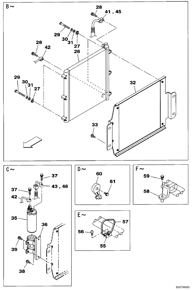 Схема запчастей Case CX75SR - (09-23) - AIR CONDITIONING SYSTEM - CONDENSER (09) - CHASSIS/ATTACHMENTS