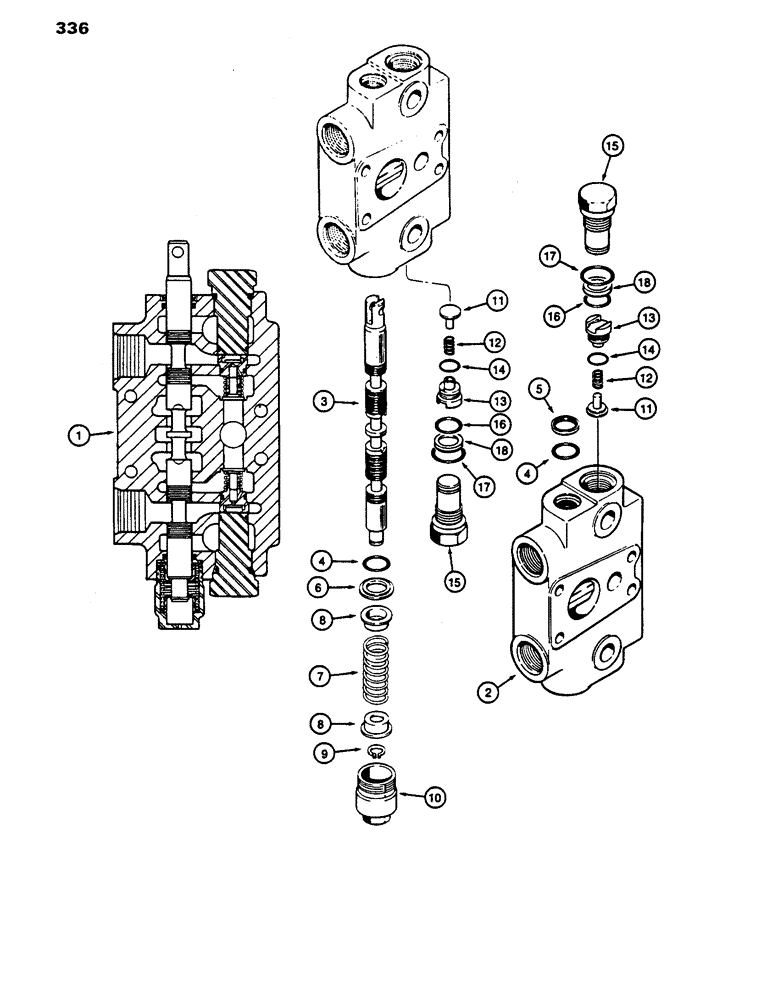 Схема запчастей Case 480D - (336) - BACKHOE CONTROL VALVE, DIPPER EXTENSION SECTION, 480D MODELS ONLY (35) - HYDRAULIC SYSTEMS