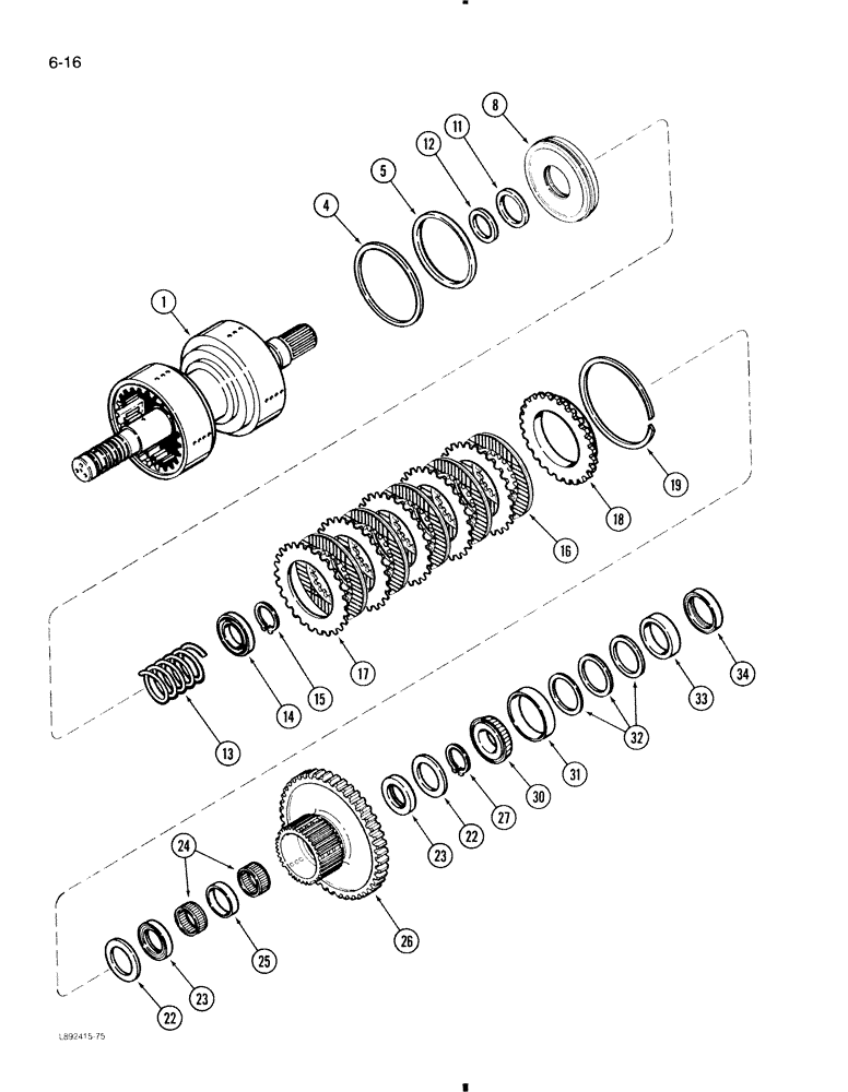 Схема запчастей Case 580K - (6-016) - POWER SHUTTLE, INPUT SHAFT AND FORWARD CLUTCH (06) - POWER TRAIN